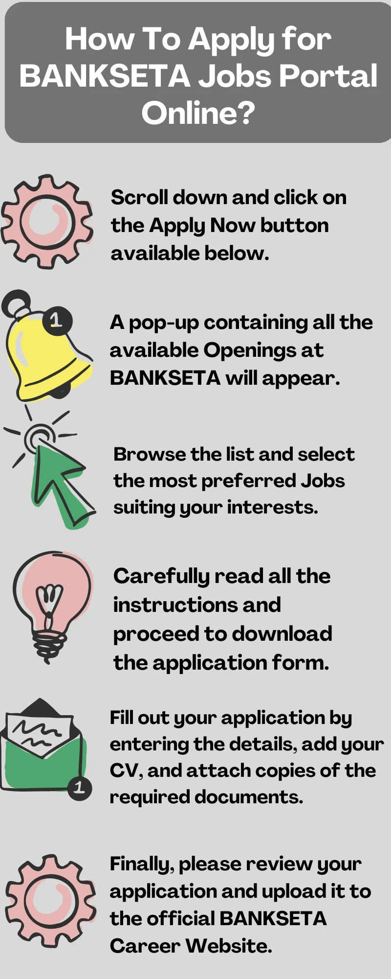 Finally, please review your application and upload it to the official BANKSETA Career Website.